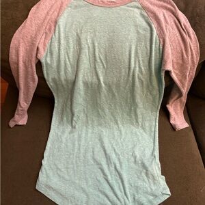 LuLaRoe Mint and Pink Long Sleeve Top